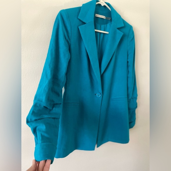 Alice‎ + Olivia Notch Collar Blue Tailored Blazer Jacket - Picture 5 of 11